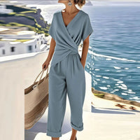 Amara | Stylish two-piece summer set with wrap blouse and pants