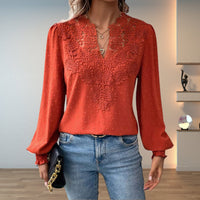 Isabelle | Elegant blouse with lace details and V-neck