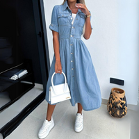 Gwenn | Vestido midi de mezclilla elegante con mangas abullonadas