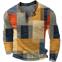 Lucas | Modern Patchwork Heren T-shirt met Lange Mouwen