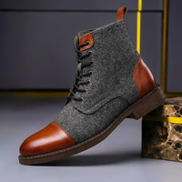 Tobias | Luxury leather winter boots with warm wool details