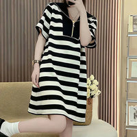 Vestido Marinero a Rayas con Cremallera a la Moda