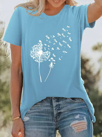 Vanessa| Camiseta casual con estampado gráfico de diente de león