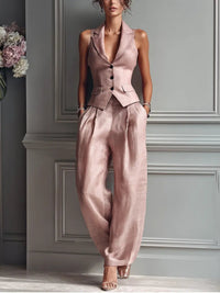 Eva | Elegantes zweiteiliges Set mit Weste und plissierter Hose