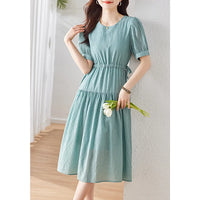 Sonnenstrahl Lyocell Kordelzug Stufiges Midi Kleid