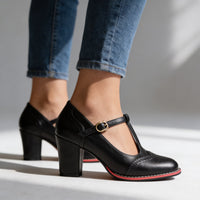 Evelien | Classic Mary Jane Block Heels with T-Strap