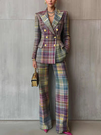 Gülhan | Stylish and structured blazer suit with check pattern