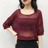 Chique Zomer Gebreide Hollow Out Top