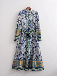 Yunifys Blaues Langes Printkleid
