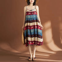 Zonnewende Vintage Print Zomerjurk