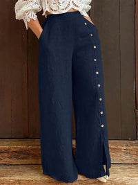 Pantaloni da Donna a Vita Elastica e Gamba Larga