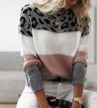 Olivia | Stijlvolle trui met luipaardprint en colorblock