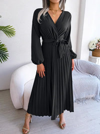 V-Neck Maxi Dress with Long Sleeves