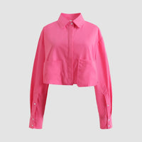 Elegante Damesmode Met Zakken Poplin Blouses
