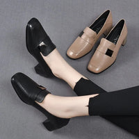Urban Chic Leder Damenloafers mit dicken Absätzen
