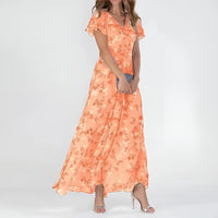Aura | Romantische Maxi jurk met Aquarel Bloemenprint