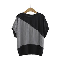 T-shirt Estiva Patchwork con Scollo O per Donna