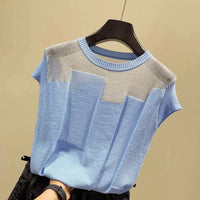 Sommerliche Patchwork-Strickbluse von Eleganza Couture