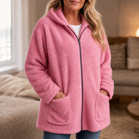 Fleur | Veste oversize en peluche à capuche et à fermeture éclair