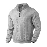 Thomas | Klassischer Strickpullover mit Zopfmuster und Viertelreißverschluss