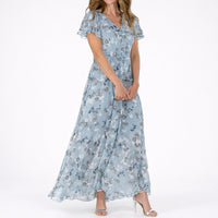 Antje | Romantische herfstbruiloft maxi-jurk van chiffon met bloemenprint