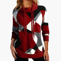 Josephine | Sweat à capuche moderne color block avec col cheminée et coupe ajustable