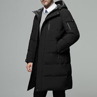 Daan | Giacca lunga imbottita con cappuccio, elegante e calda, per l'inverno