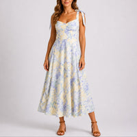 Vanessa | Romantische herfstbruiloft midi-jurk met bloemenprint