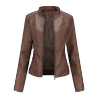 Sophia | Zeitlose Lederjacke mit Cropped-Schnitt und Stehkragen