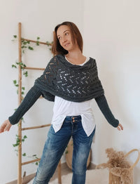Shiny Moda | Elegant Soft Shoulder Shawl Sweater | Stylish and Comfortable
