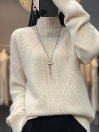 Elise | Pull luxueux à col montant en cachemire pur