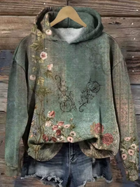 Fleur | Bunter gestrickter Hoodie mit Blumenmuster
