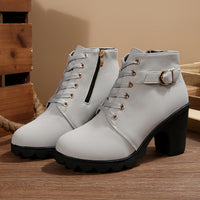 Julia | Modern Ankle Boots with Laces and Block Heel
