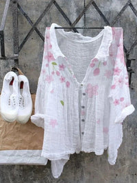 Top FloraLoom Fleurs Coton Lin - Beauté Naturelle