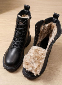 Femke | Warm Snow Boots with Platform Sole, Side Zipper and Lace-Up Closure