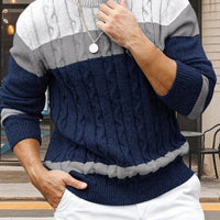 Pieter | Zeitloser Zopfstrickpullover mit Color-Blocking