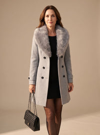 Madeline | Élégant manteau en fausse fourrure avec taille marquée et fermeture à double boutonnage