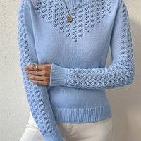 Sofie | Strickpullover mit femininer Pointelle-Struktur und Rundhalsausschnitt