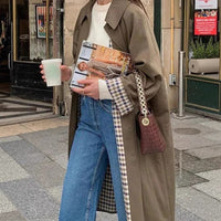 Zoë | Trench-coat oversize élégant avec détails à carreaux et coupe longue