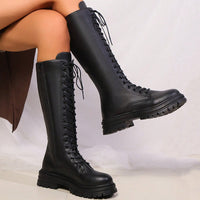 Fleur | Stylish and Comfortable Knee-High Platform Lace-Up Boots