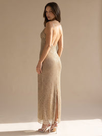 Amara | Glamouröses figurbetontes Maxipartykleid mit Spaghettiträgern