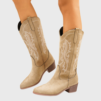 Karin | Elegant cowboy boots with tone-on-tone stitching and a wide shaft