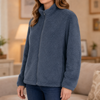 Marina | Warm Fleece Jacket with Stand-Up Collar and Raglan Sleeves