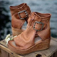 Mia | Stylish Ankle Boots with Wedges and Open Toes