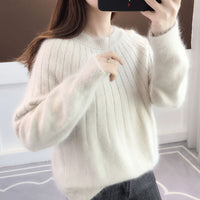 Eloria | Dames Oversized Fluffy Sweater | Wit