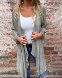 Luxura Baumwoll-Leinen Langarm Cardigan
