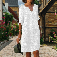 Renée | Elegant V-neck Summer Dress with Floral Pattern