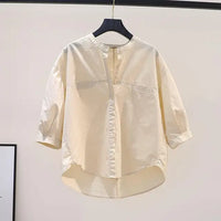 Sonnenfrau's weiches Baumwollshirt in Aprikose für Damen