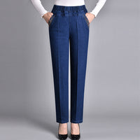 LuxuryVibe Women’s Jeans with Side Pockets and Fully Elastic Waistband