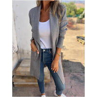 Elegant Long Sleeve Cardigan with Blazer Collar